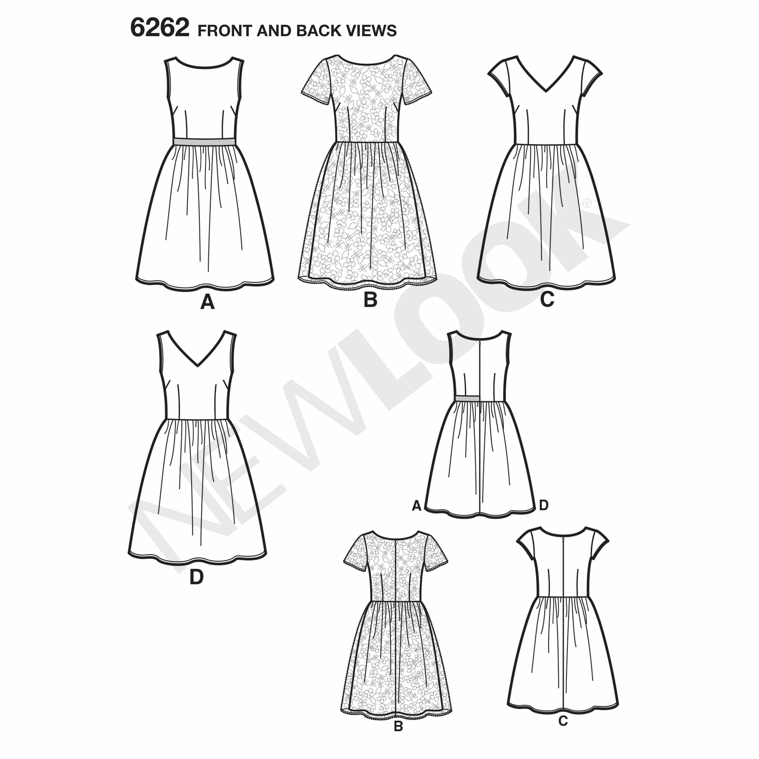 6262 Misses' Dress with Neckline Variations