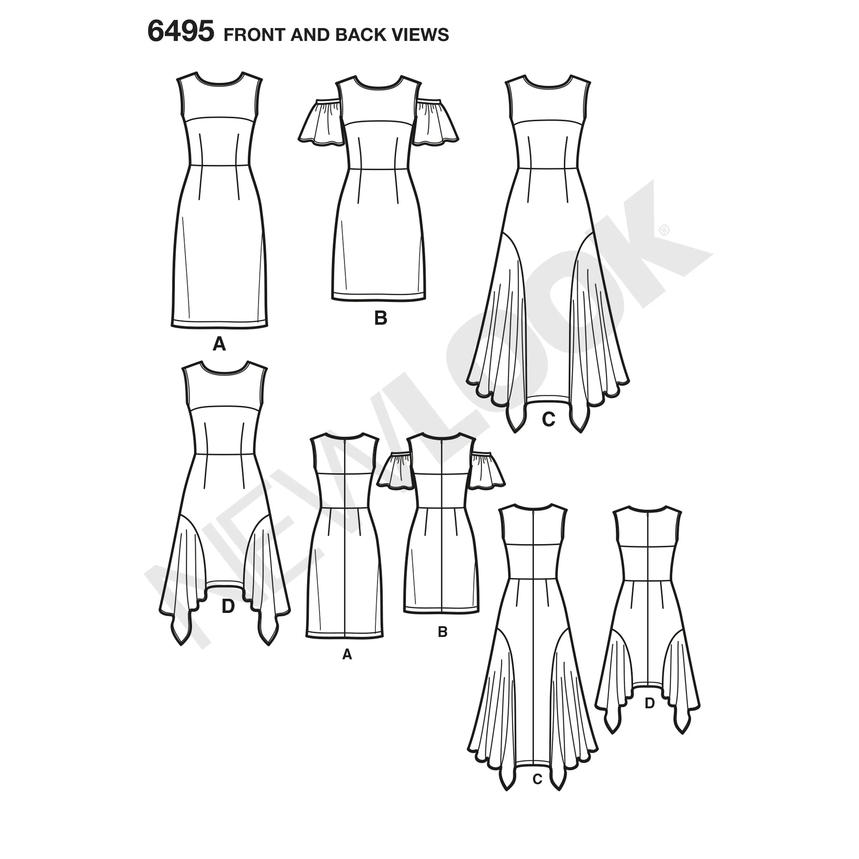 6495 New Look Pattern 6495 Misses Dresses with Length Variations