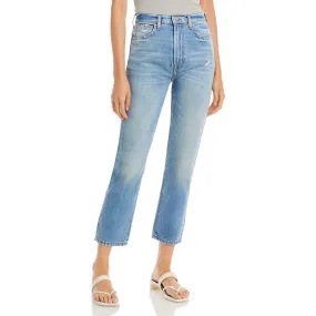 7 For All Mankind Womens Denim Whisker Wash Cropped Jeans