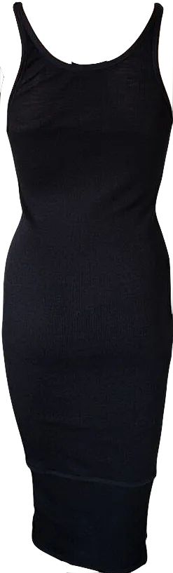 Acne Studios Sweden. Black Sweet Rib Layered BodyCon Racerback Midi Dress