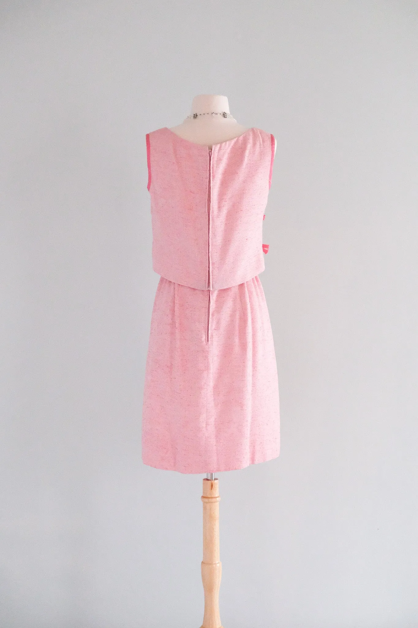 Adorable 1960's Bubblegum Pink Speckled Dress With Bows by Shannon Rodgers / Sz S