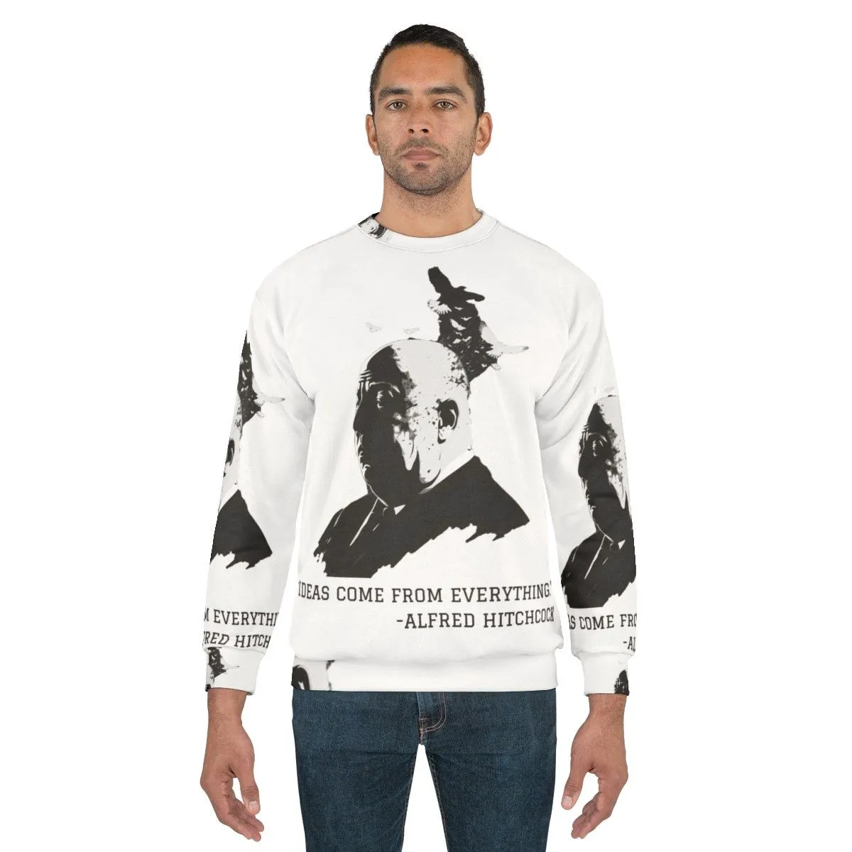 Alfred Hitchcock Illustration Sweatshirt - Movie Merchandise