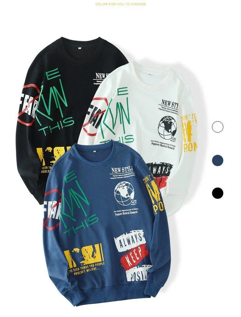 Always Keep  VE Plus Size Graffiti Sweatshirt For Men