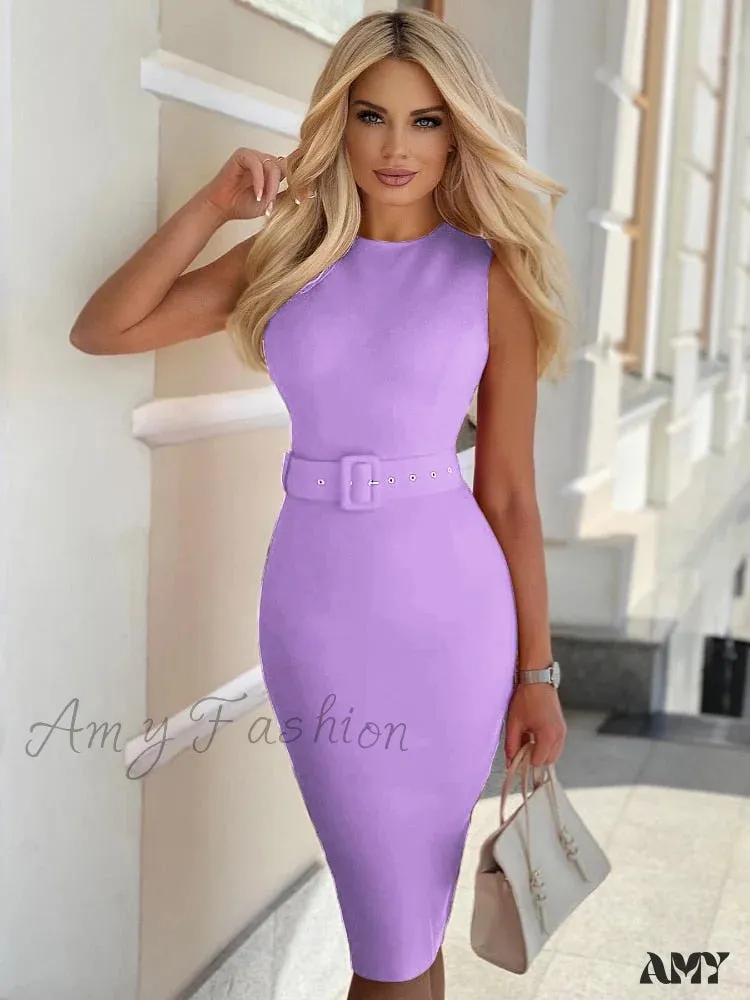 Amy Fashion - Bandage Lilac Purple Elegant Party dress