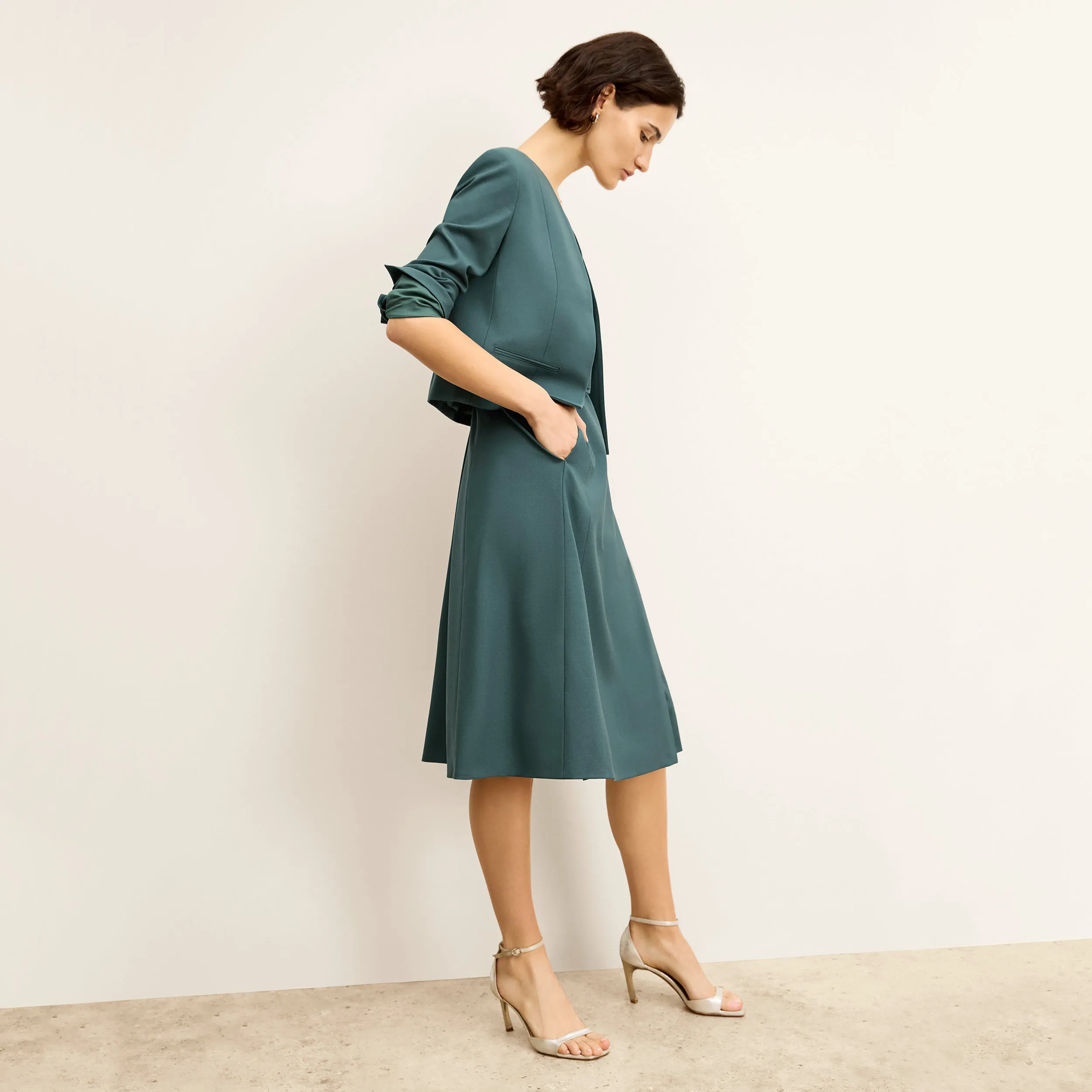 Angel Dress - Washable Wool Twill :: Blue Jade