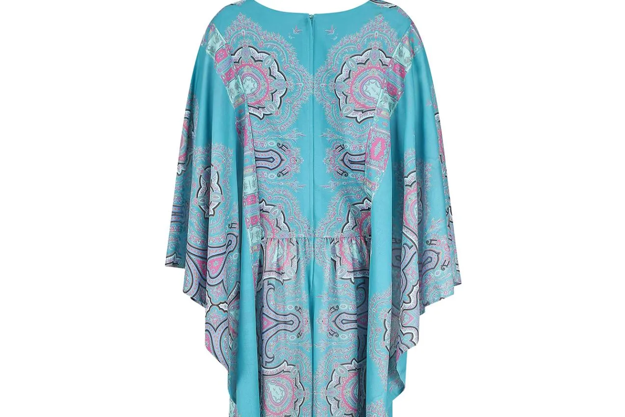 ARCHIVE - 1970s John Neville Turquoise Paisley Print Maxi Dress