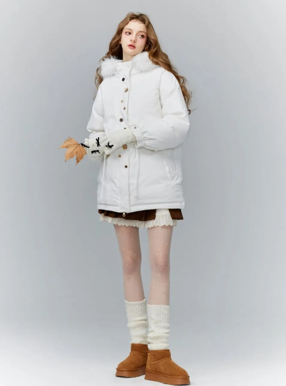 Arctic Elegance Faux Fur Collar Puffer Coat