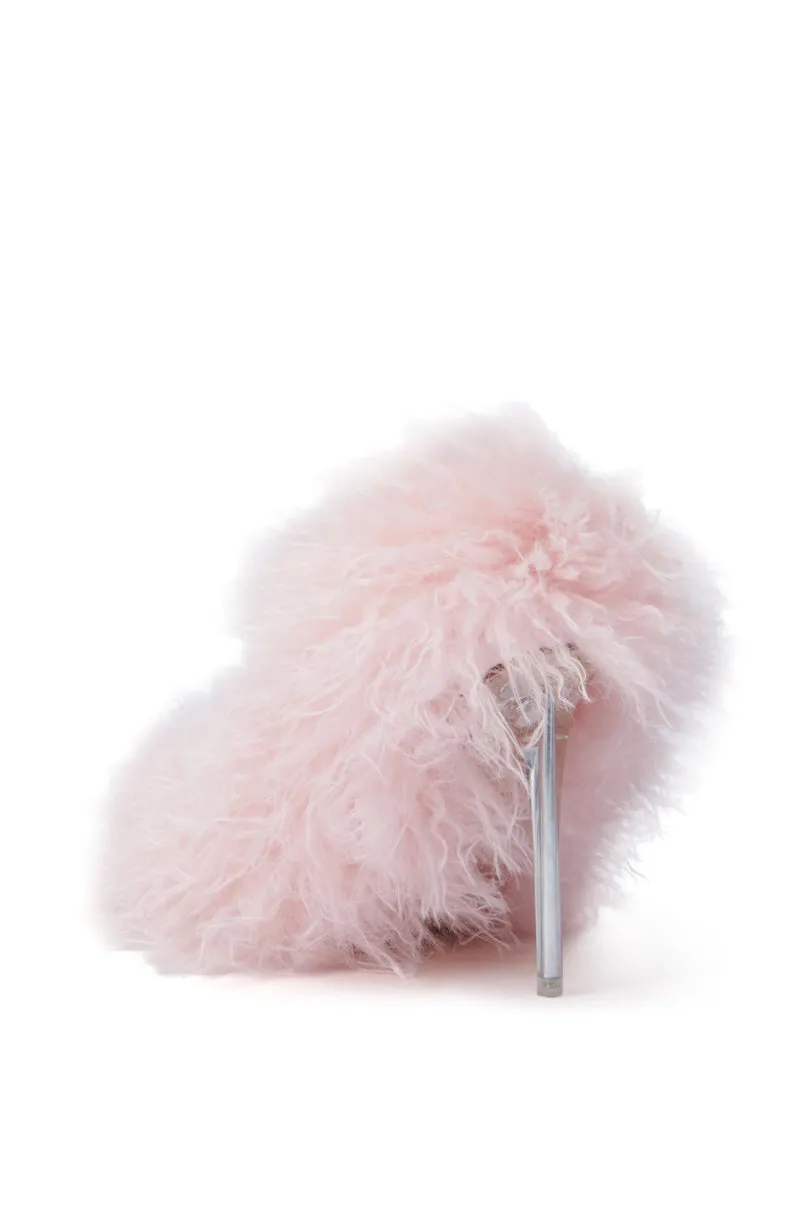 AZALEA WANG JAMEELA PINK FUR STILETTO PUMP