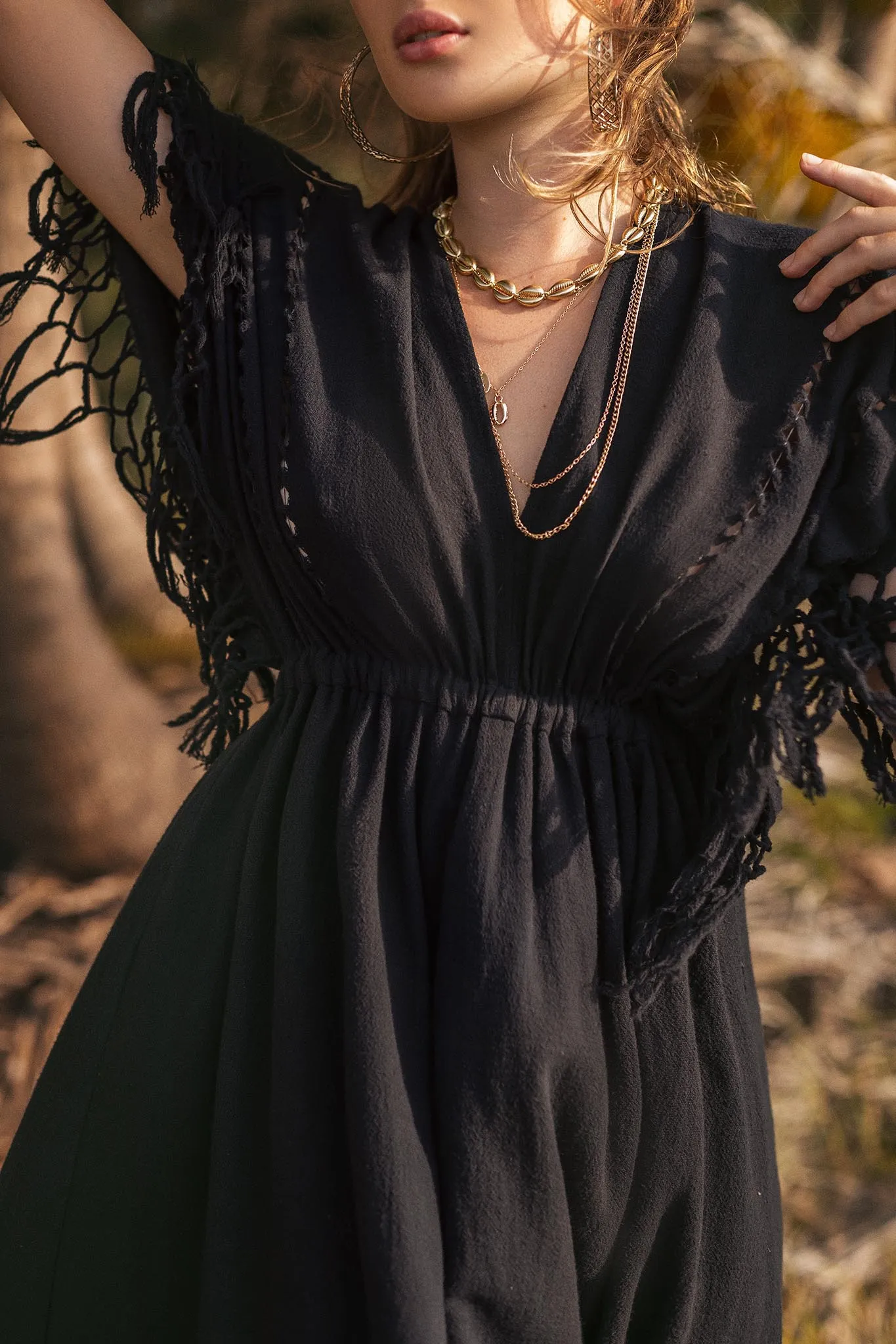 Black Boho Dress • Boho Goddess Dress • Maxi Bridesmaid Dress