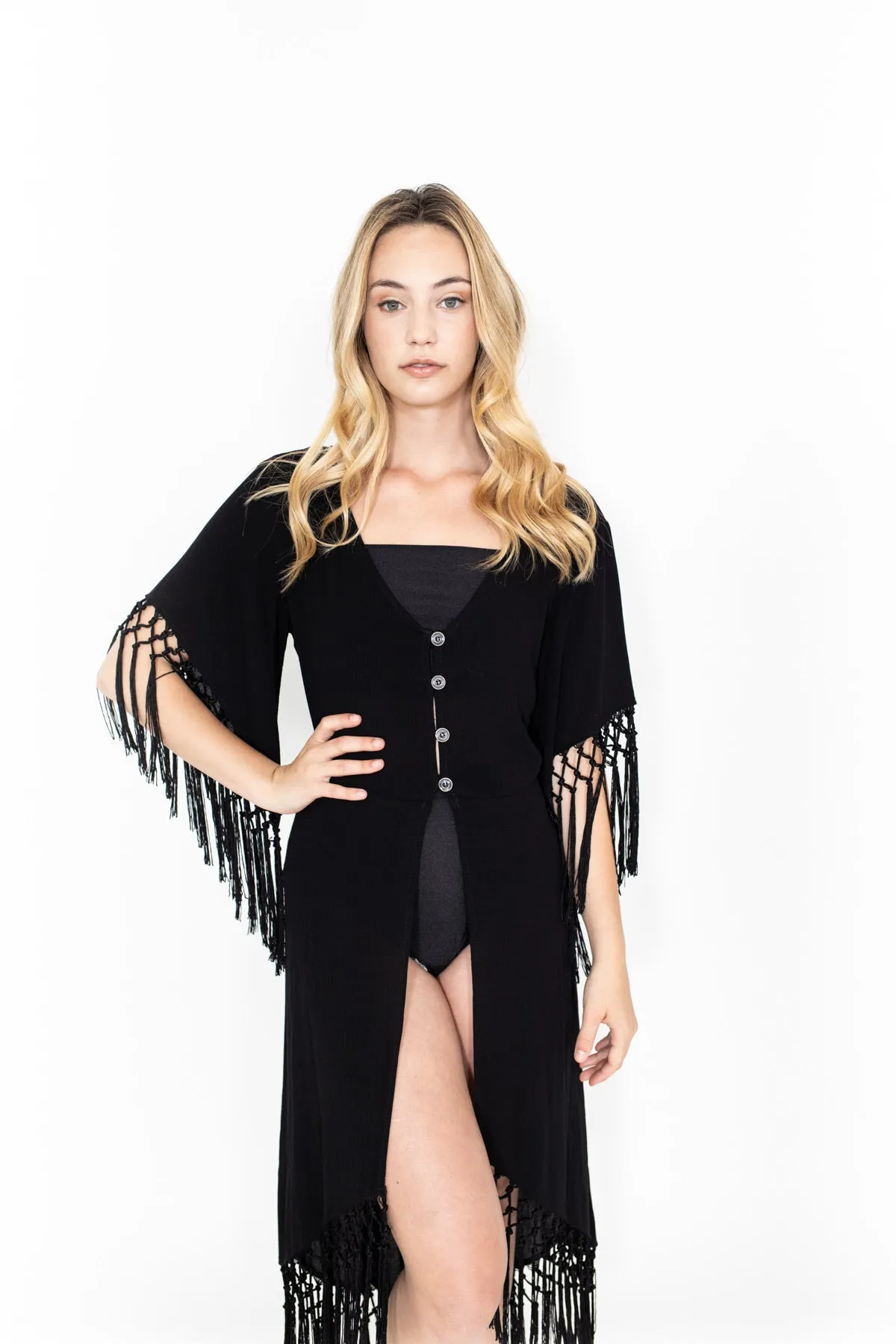 Black Fringe Duster