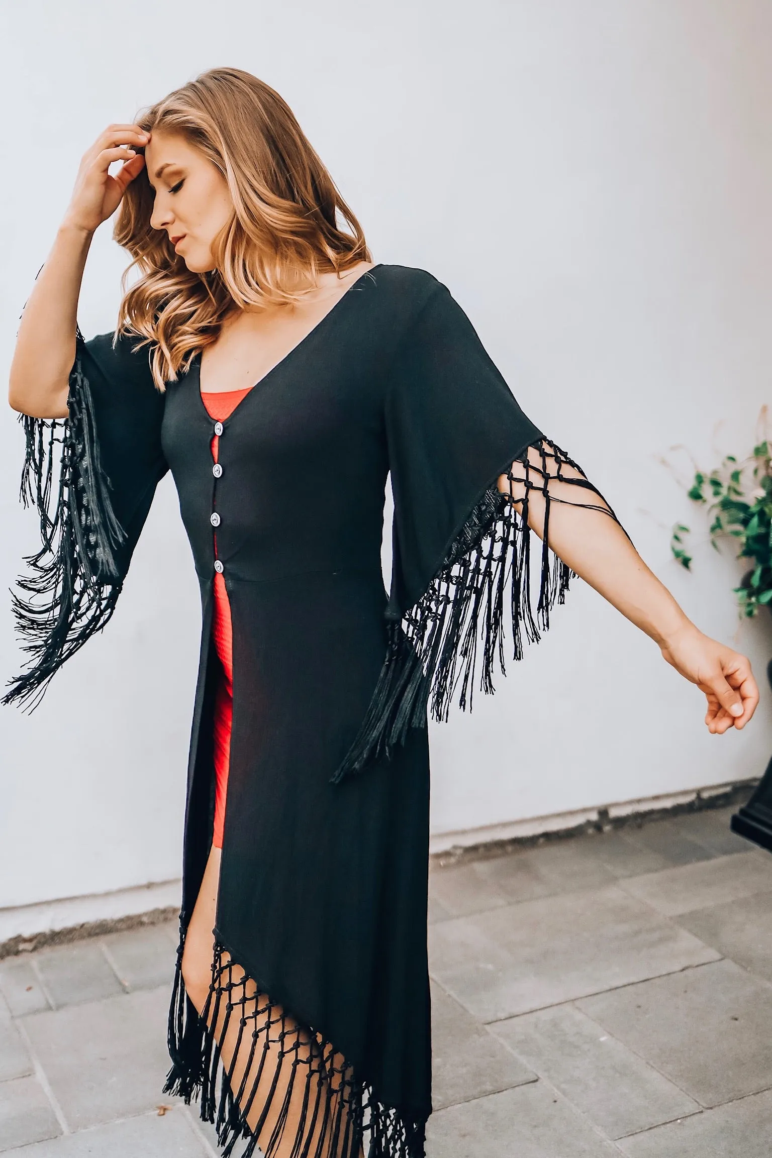 Black Fringe Duster