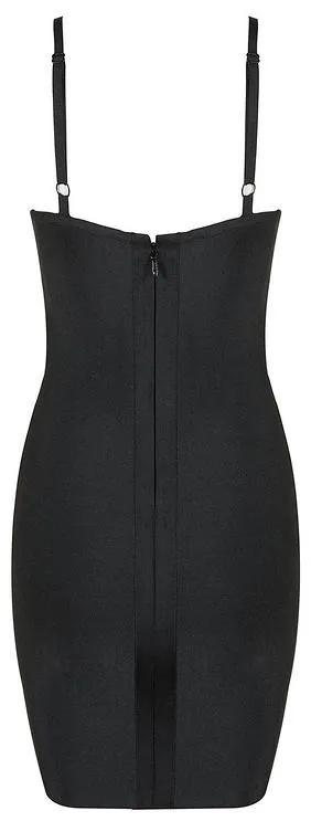 Black Sequin Zip Bodycon Mini Dress