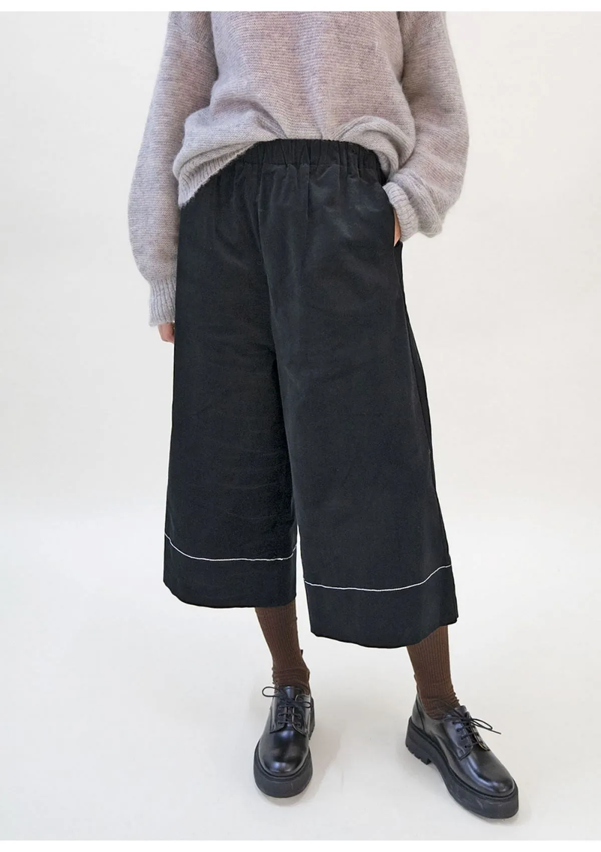 Black Velvet Wide Leg Trousers | Emin & Paul