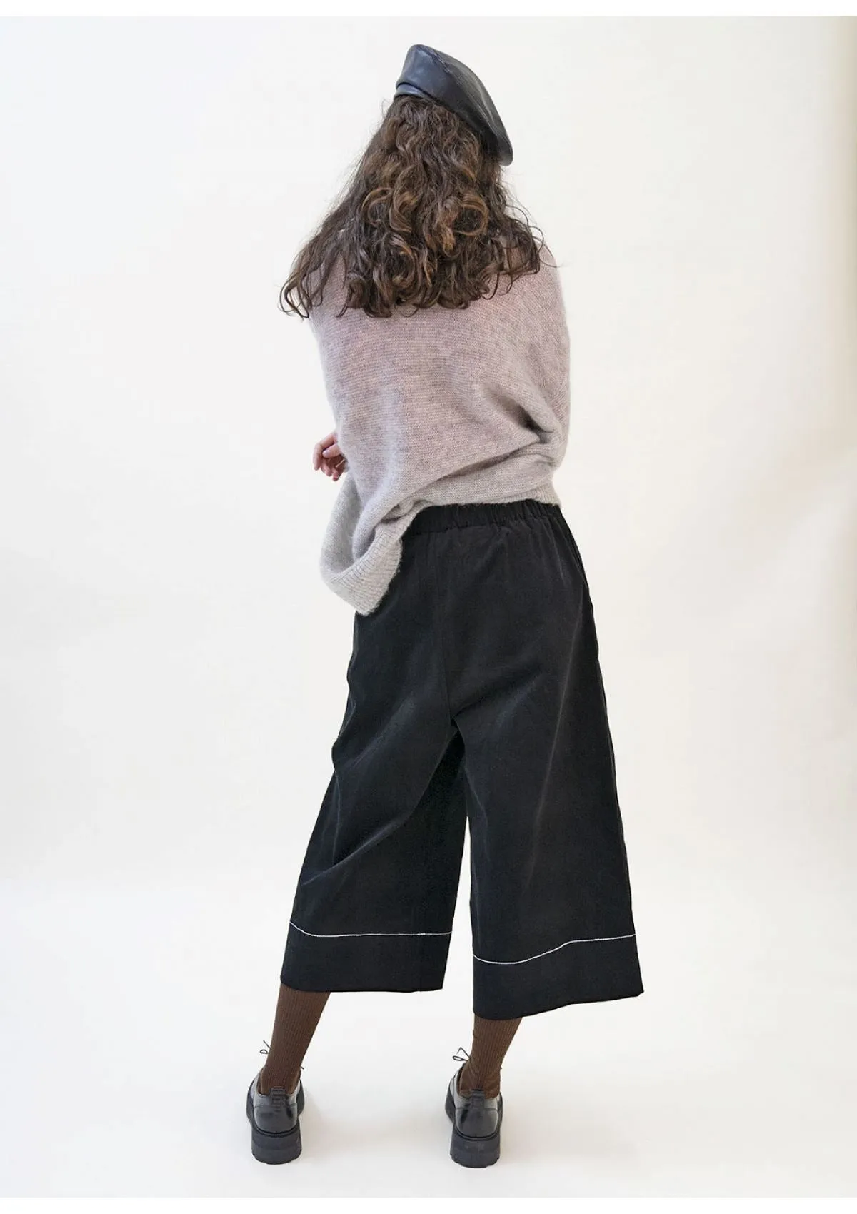 Black Velvet Wide Leg Trousers | Emin & Paul