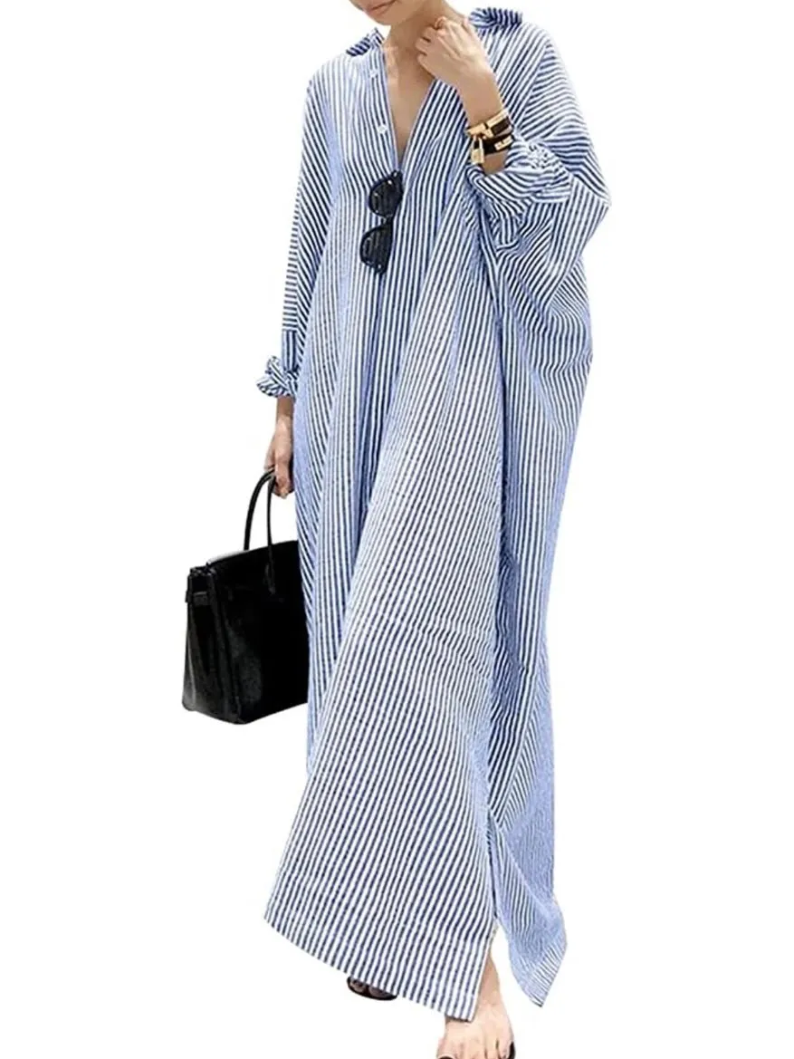 Blue striped maxi dress