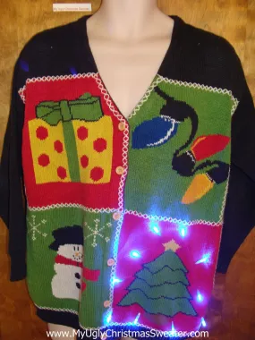 Bold and Bright Ugly Christmas Sweater with Lights