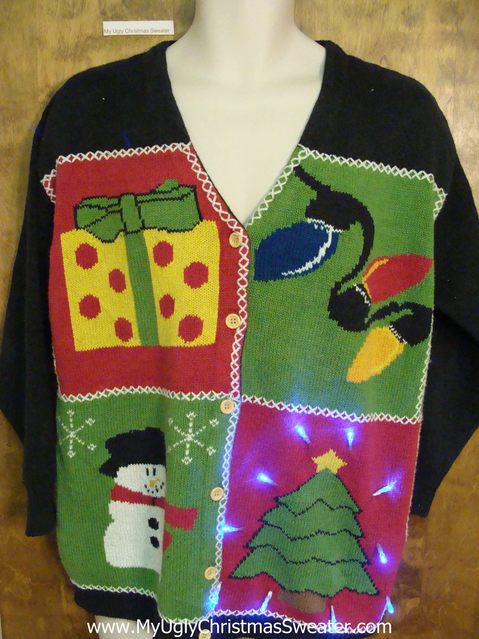 Bold and Bright Ugly Christmas Sweater with Lights