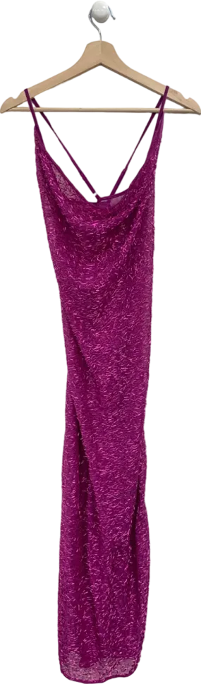 Boohoo Purple Sequin Cowl Neck Maxi Dress UK 8