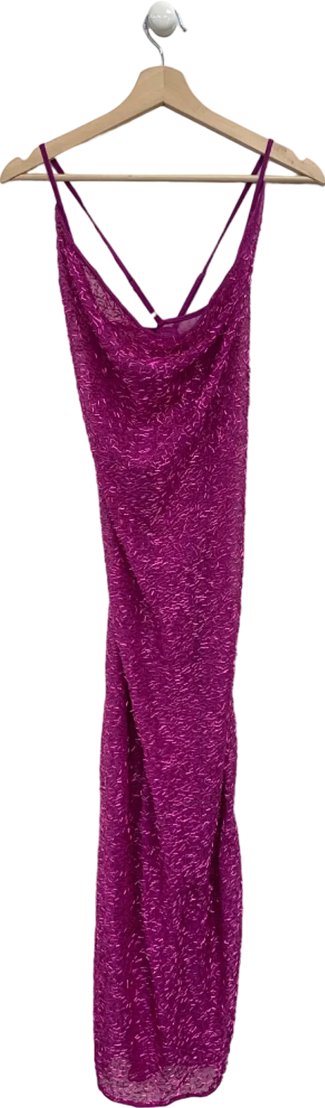 Boohoo Purple Sequin Cowl Neck Maxi Dress UK 8