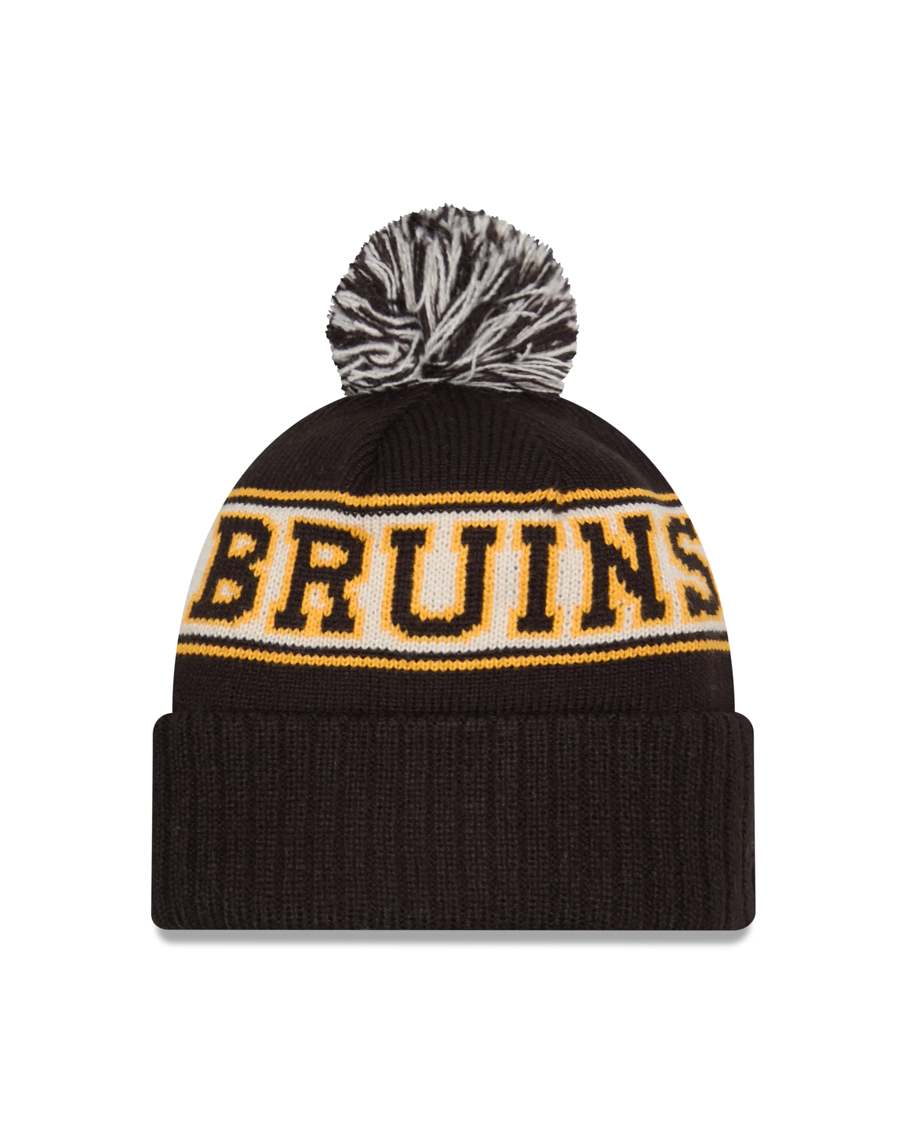 Boston Bruins NHL New Era Men's Black Retro Knit Pom Hat