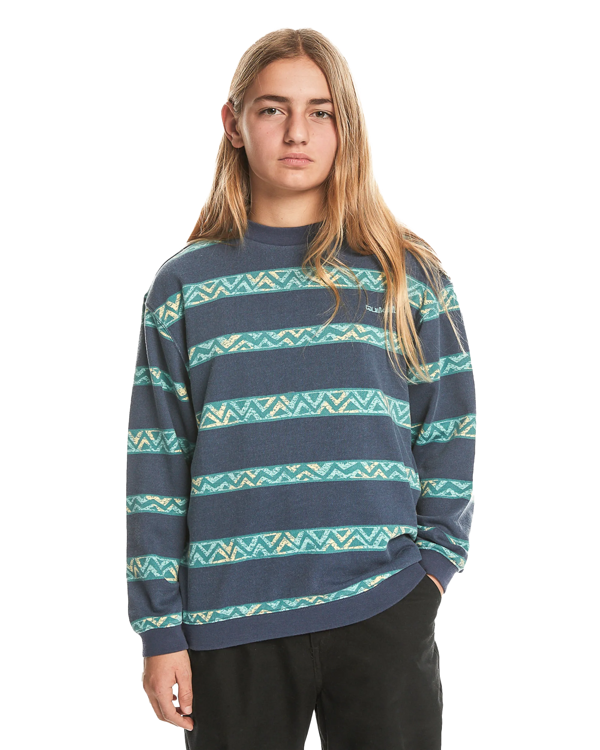 Boys Take Us Back Sweatshirt in Crown Blue & Heritage Stripe