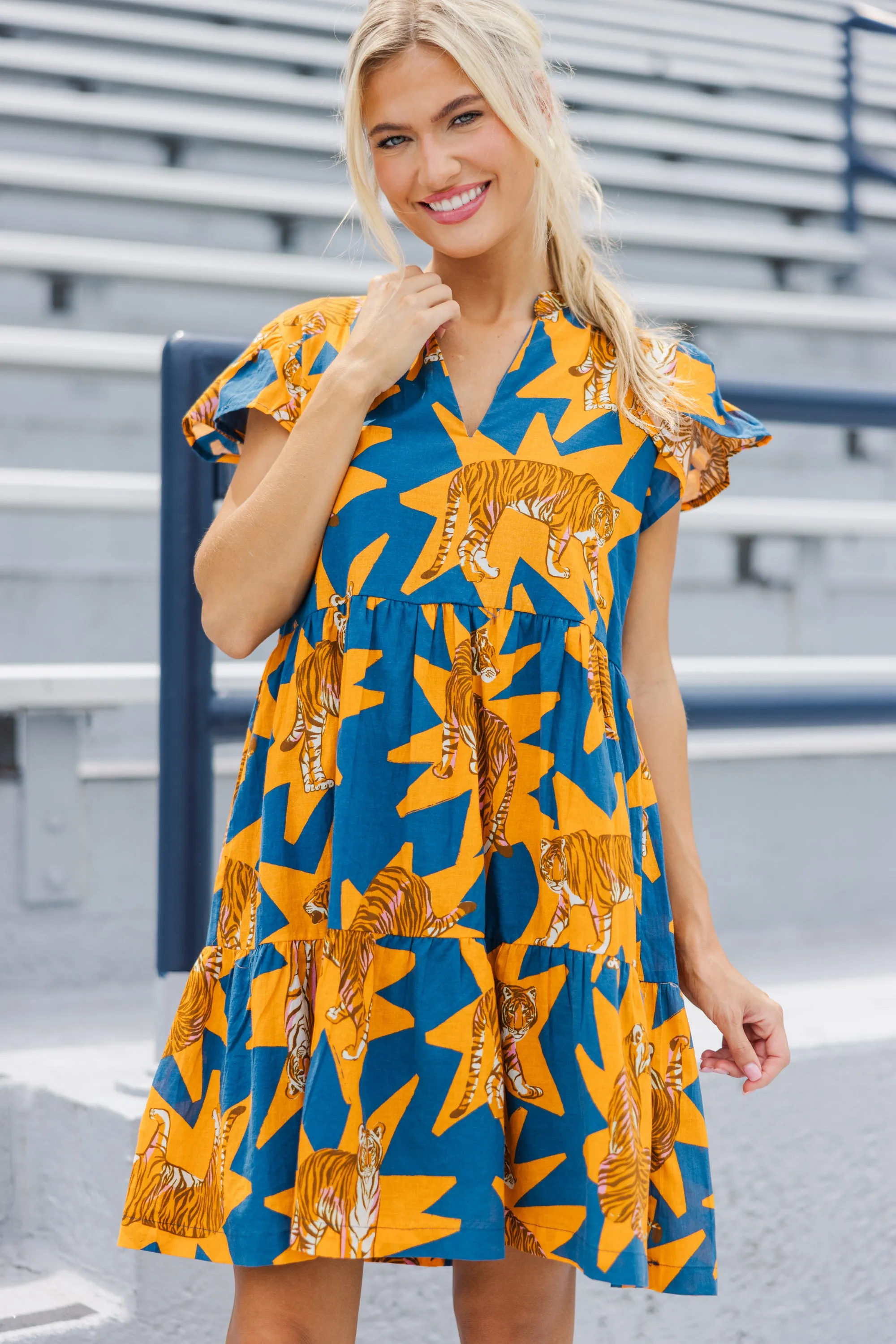 Briton Court: The Standout Orange Tiger Dress