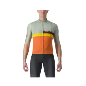 Castelli A Blocco Short Sleeve Jersey Green Orange