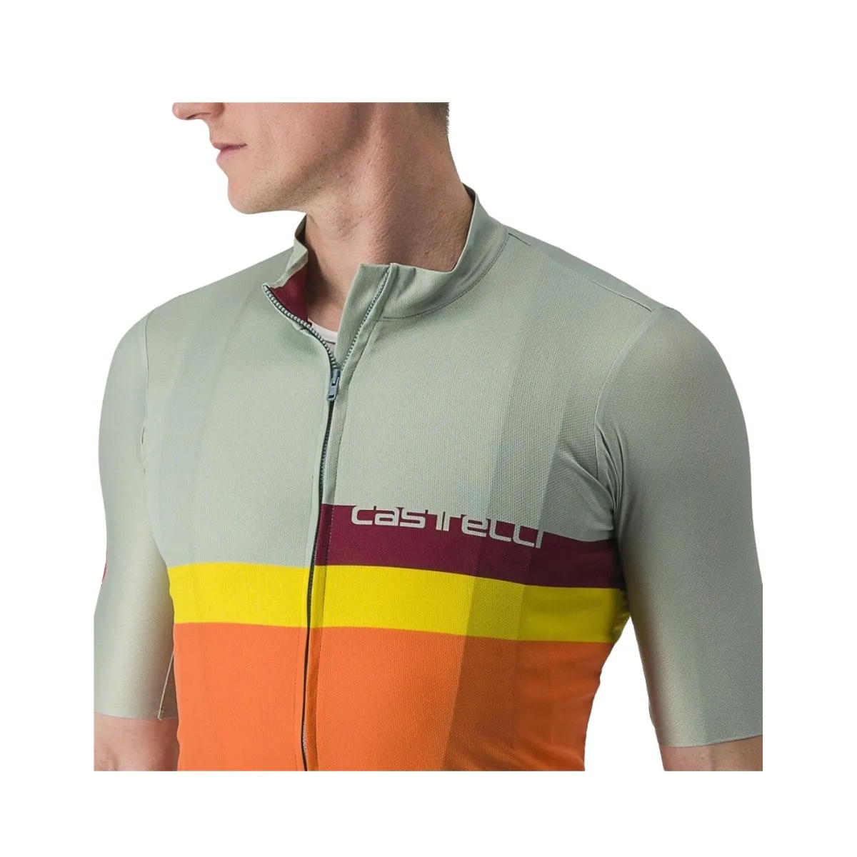 Castelli A Blocco Short Sleeve Jersey Green Orange