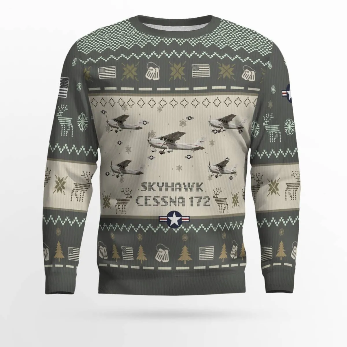 Cessna 172 Skyhawk Aircraft Ugly Sweater, Ugly Sweater Christmas Shirt for Men Dad Veteran