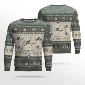 Cessna 172 Skyhawk Aircraft Ugly Sweater, Ugly Sweater Christmas Shirt for Men Dad Veteran