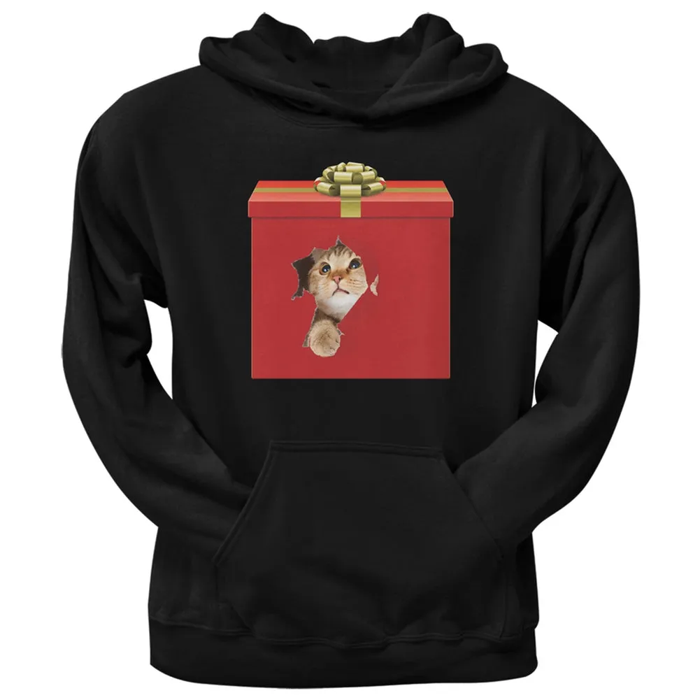 Christmas Present Cat Black Pullover Hoodie