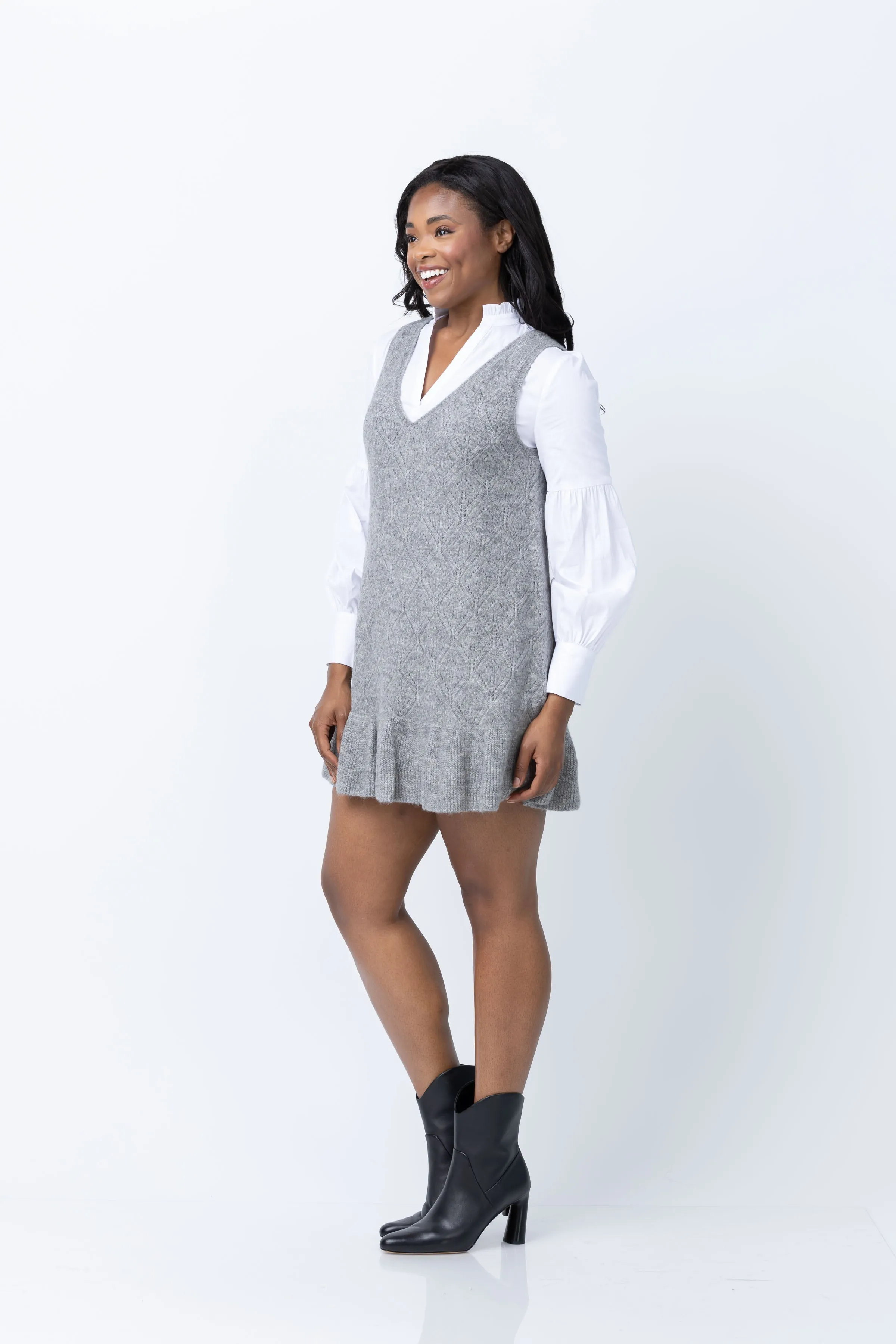 Cinq à Sept Greyson Dress in Heather Grey/White