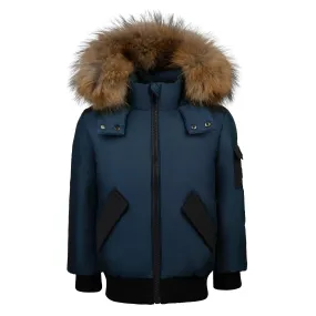 coat bomber pockets with fur - blue