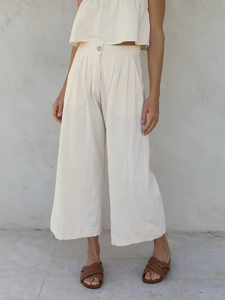 COTTON AND LINEN STRAIGHT PANTS_CWBLP0731