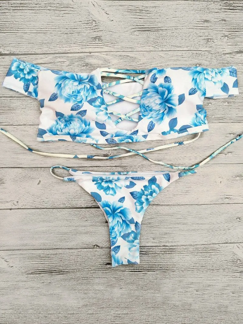 Cut Out Off The Shoulder Bikini Set