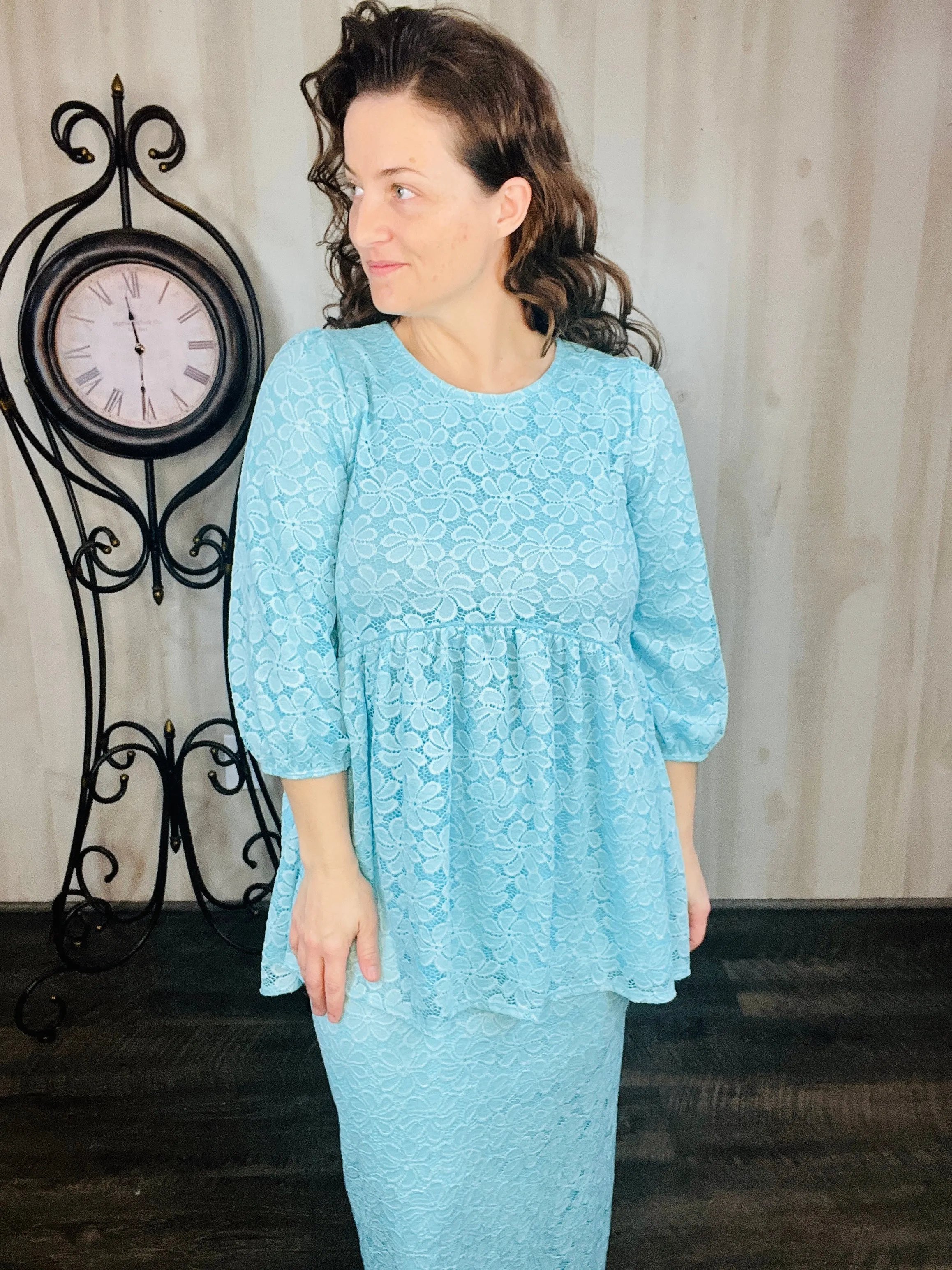 Daisy & Lace Tunic- Ice Blue, Navy or Coral Pink