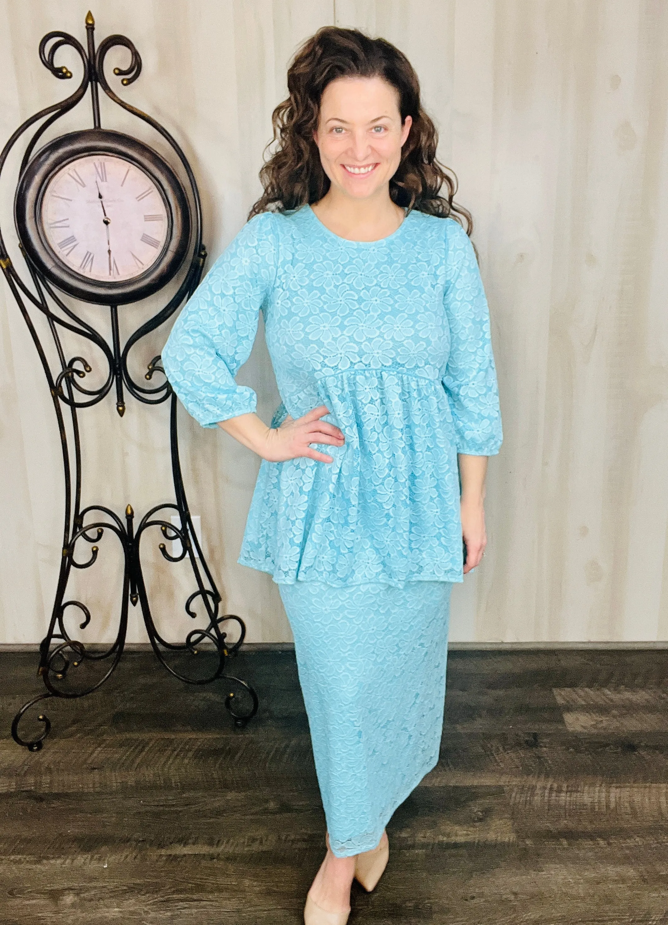 Daisy & Lace Tunic- Ice Blue, Navy or Coral Pink