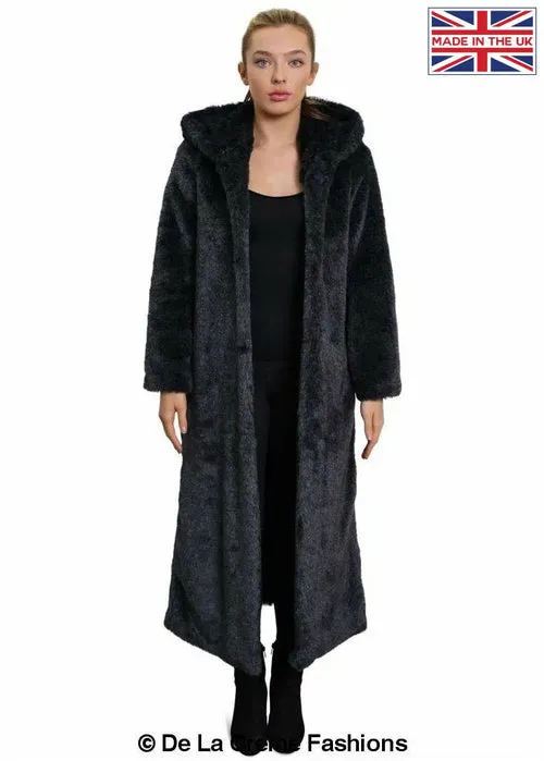 De La Creme - Womens Iconic Faux Fur Hooded Long Coat