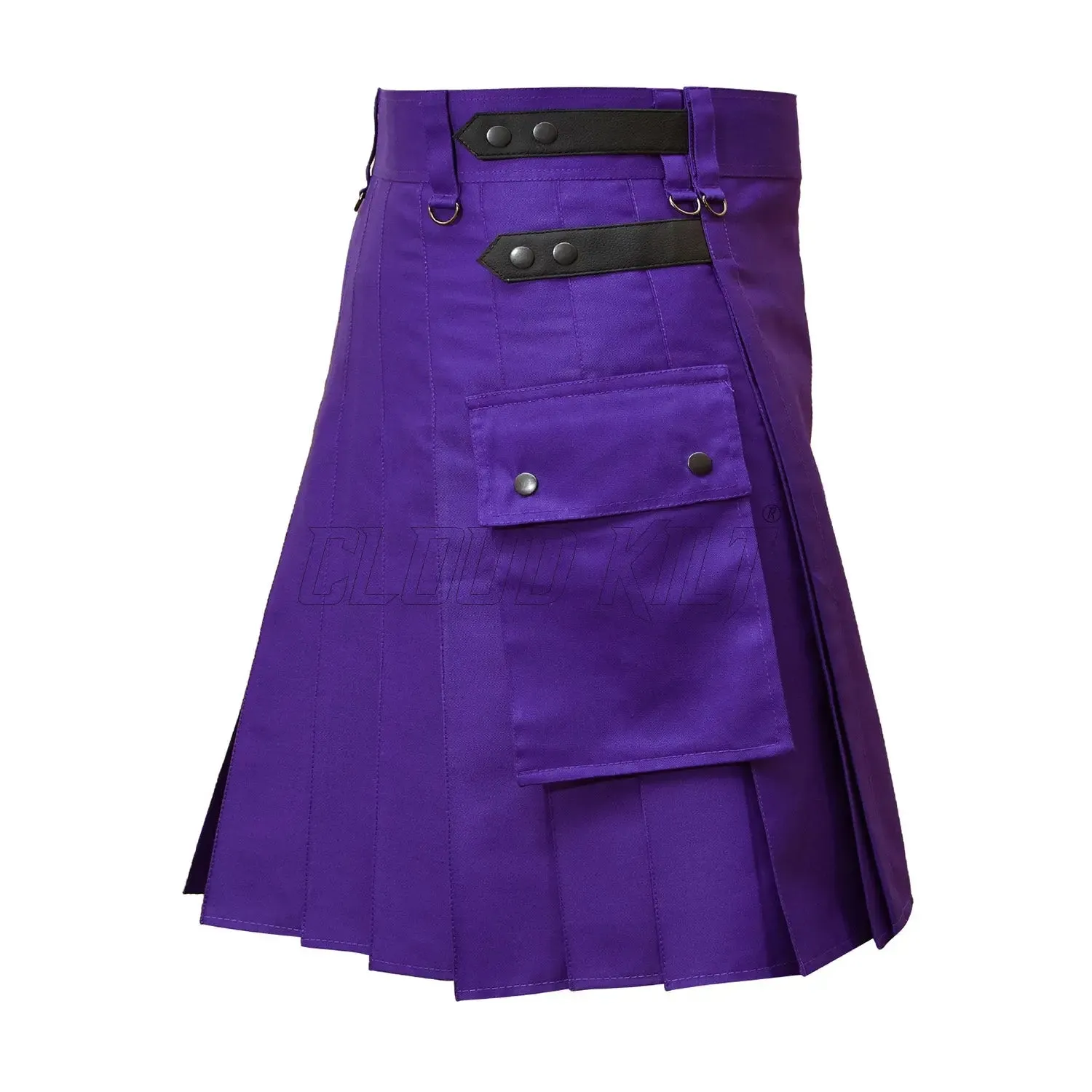 Deluxe Modern Purple Utility Kilt For Men