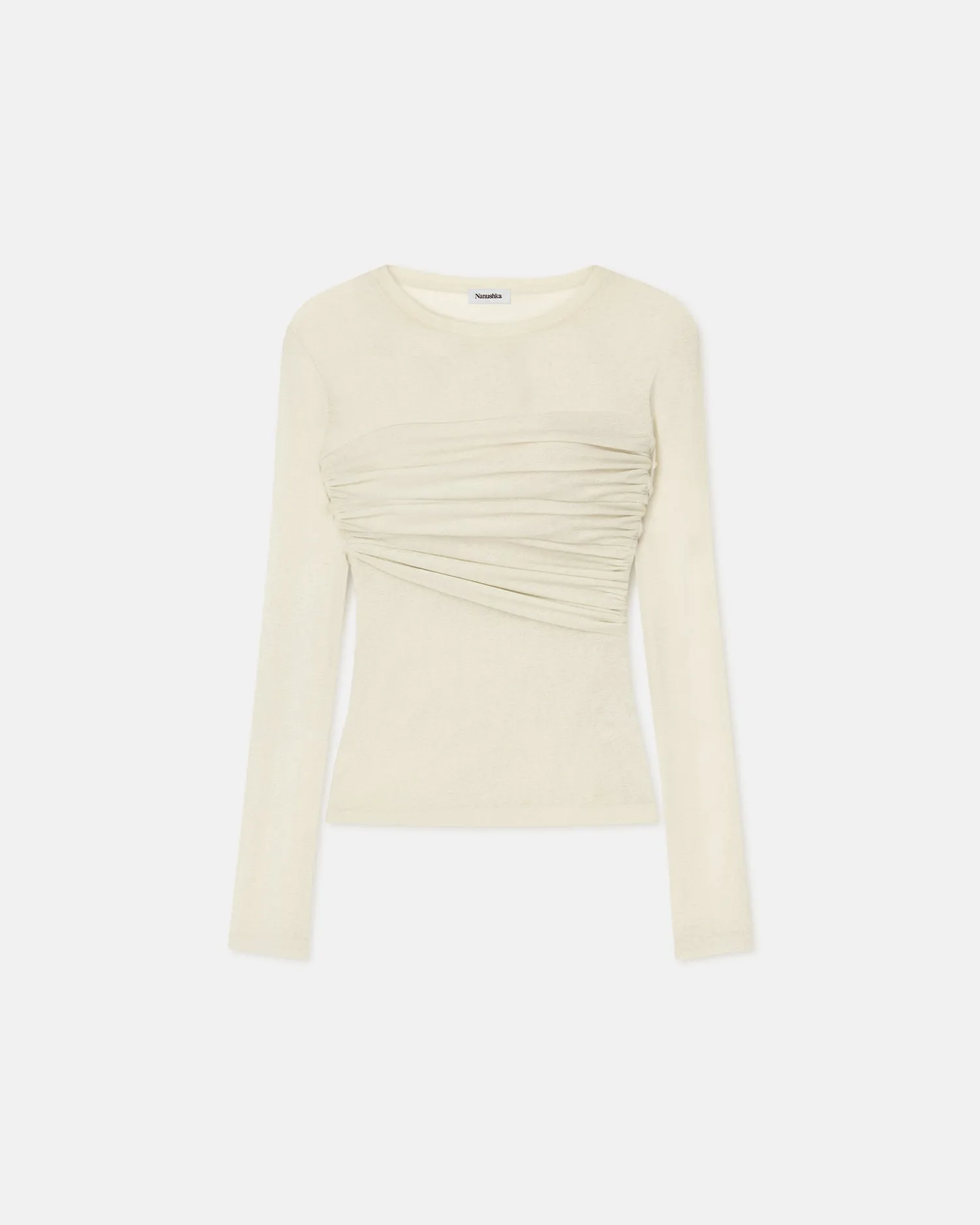 Deva - Draped Mesh-Jersey Top - White Wax