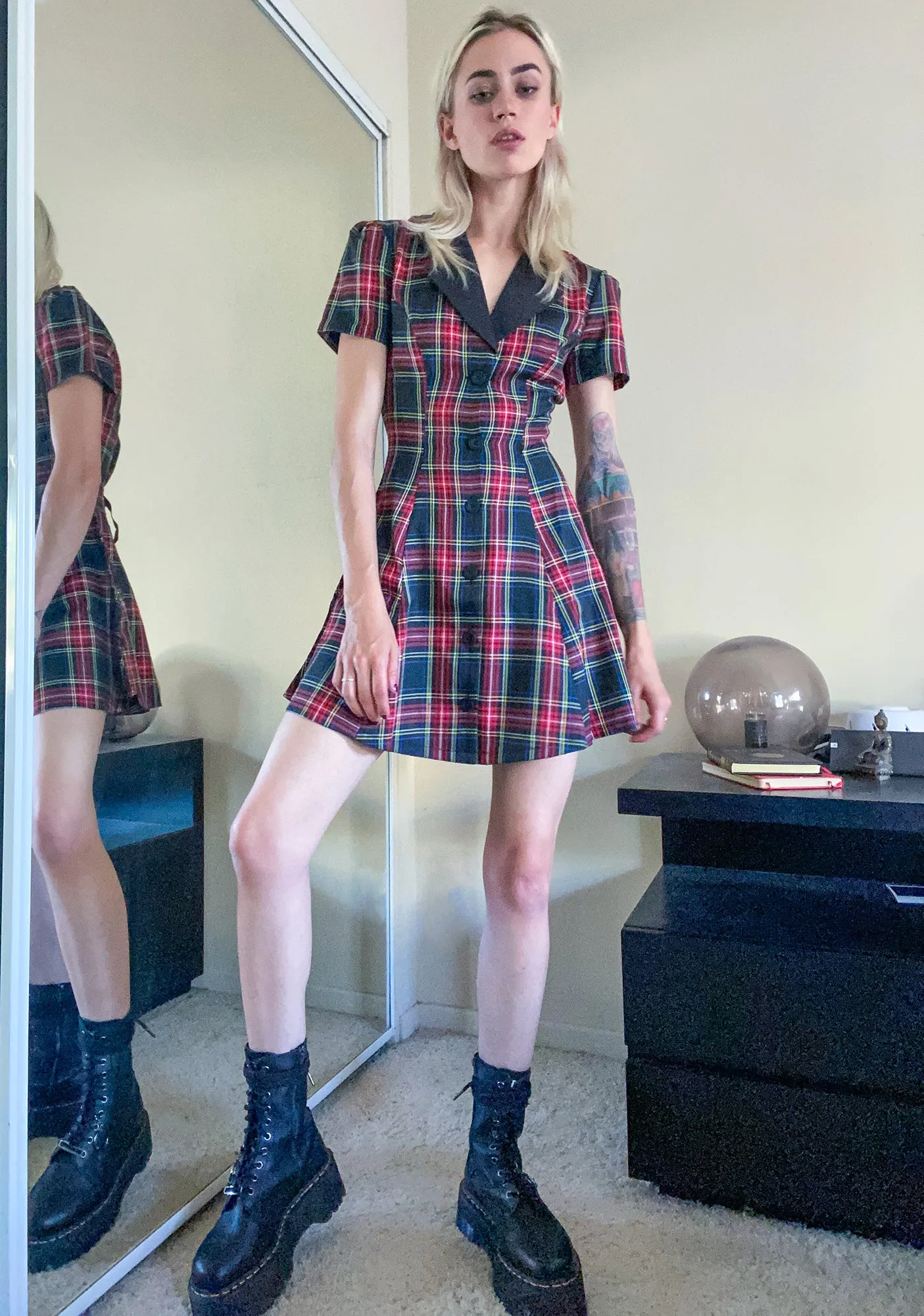 Devil You Don't Exist Plaid Dress