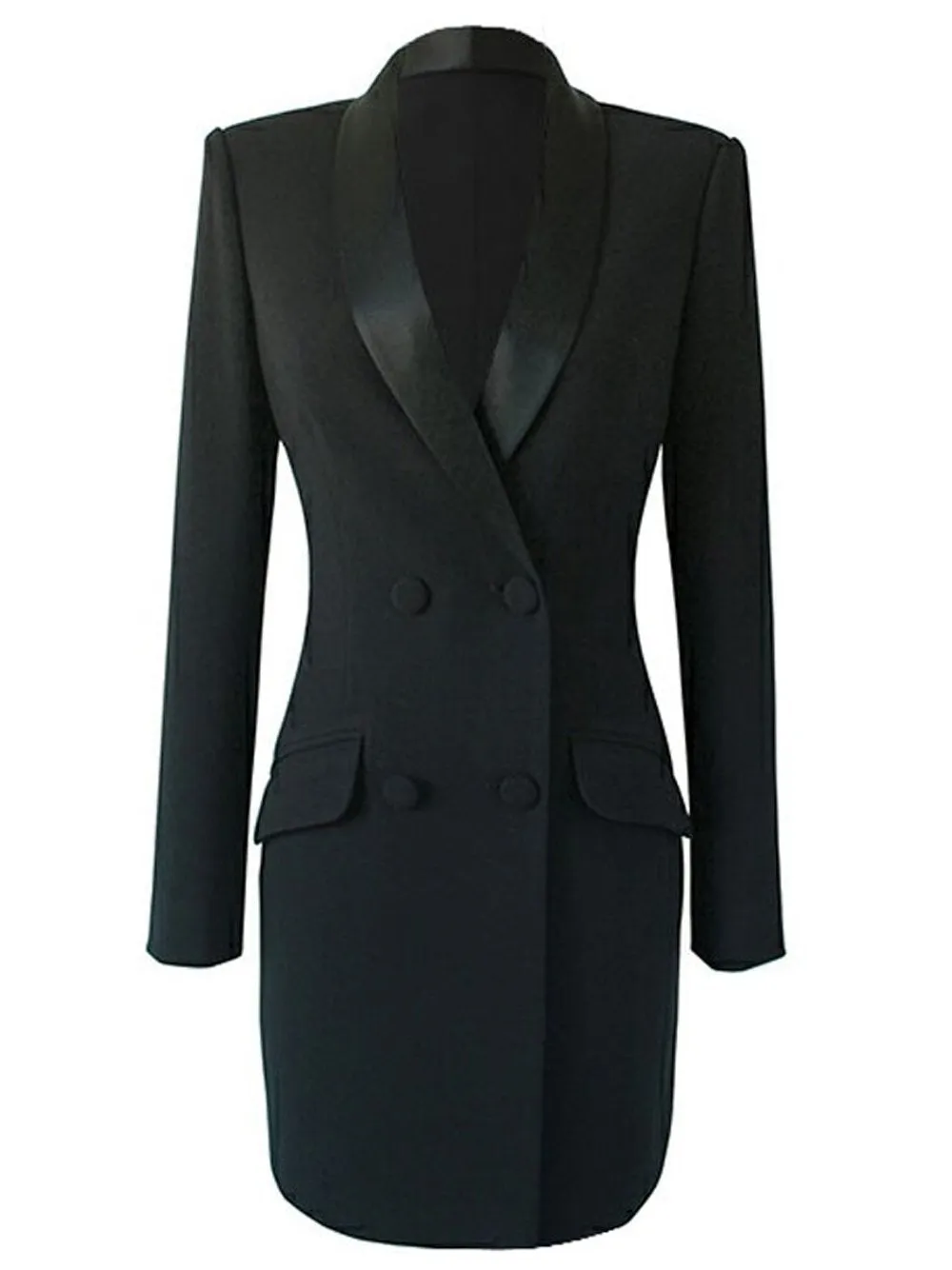 Double-Breasted Blazer Dress in Black