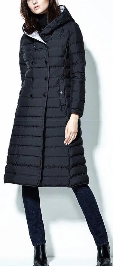 Double-Breasted Hooded Puffer Coat