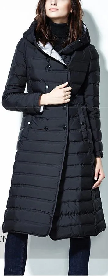 Double-Breasted Hooded Puffer Coat