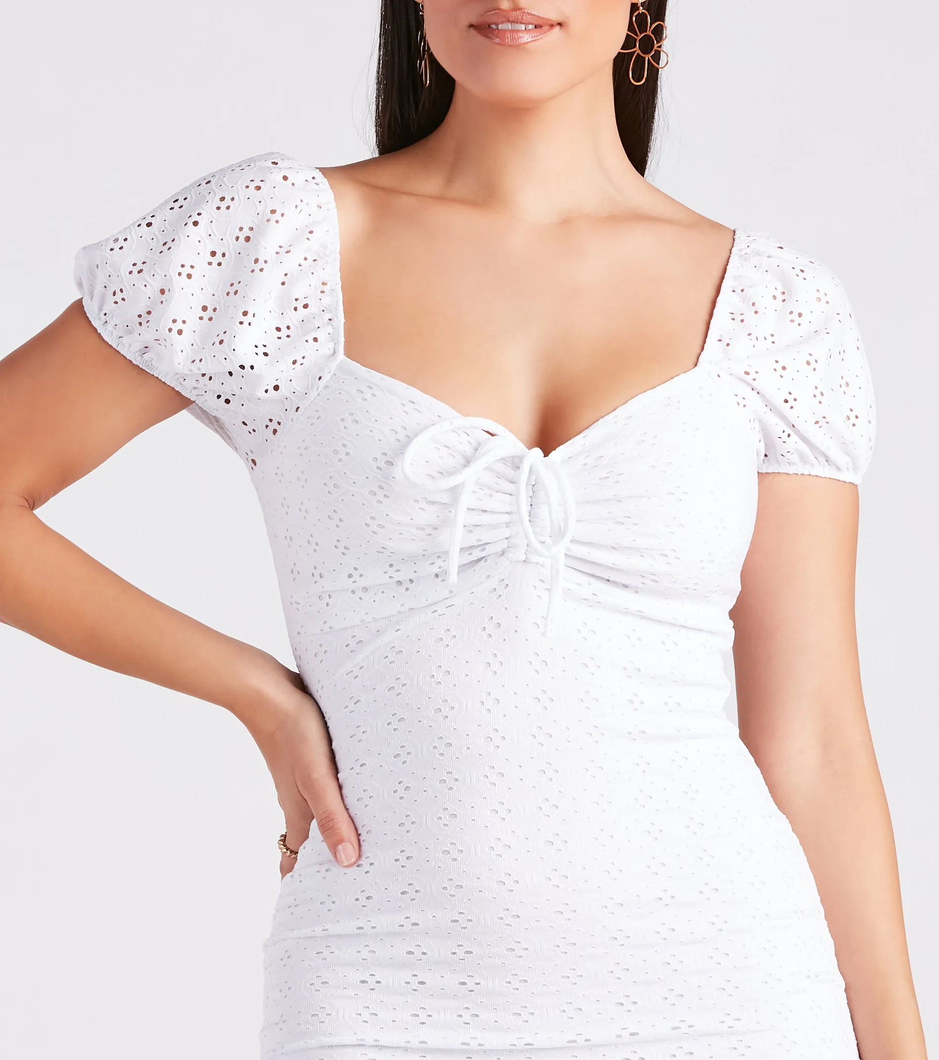 Dressing For Sunshine Eyelet Lace Mini Dress