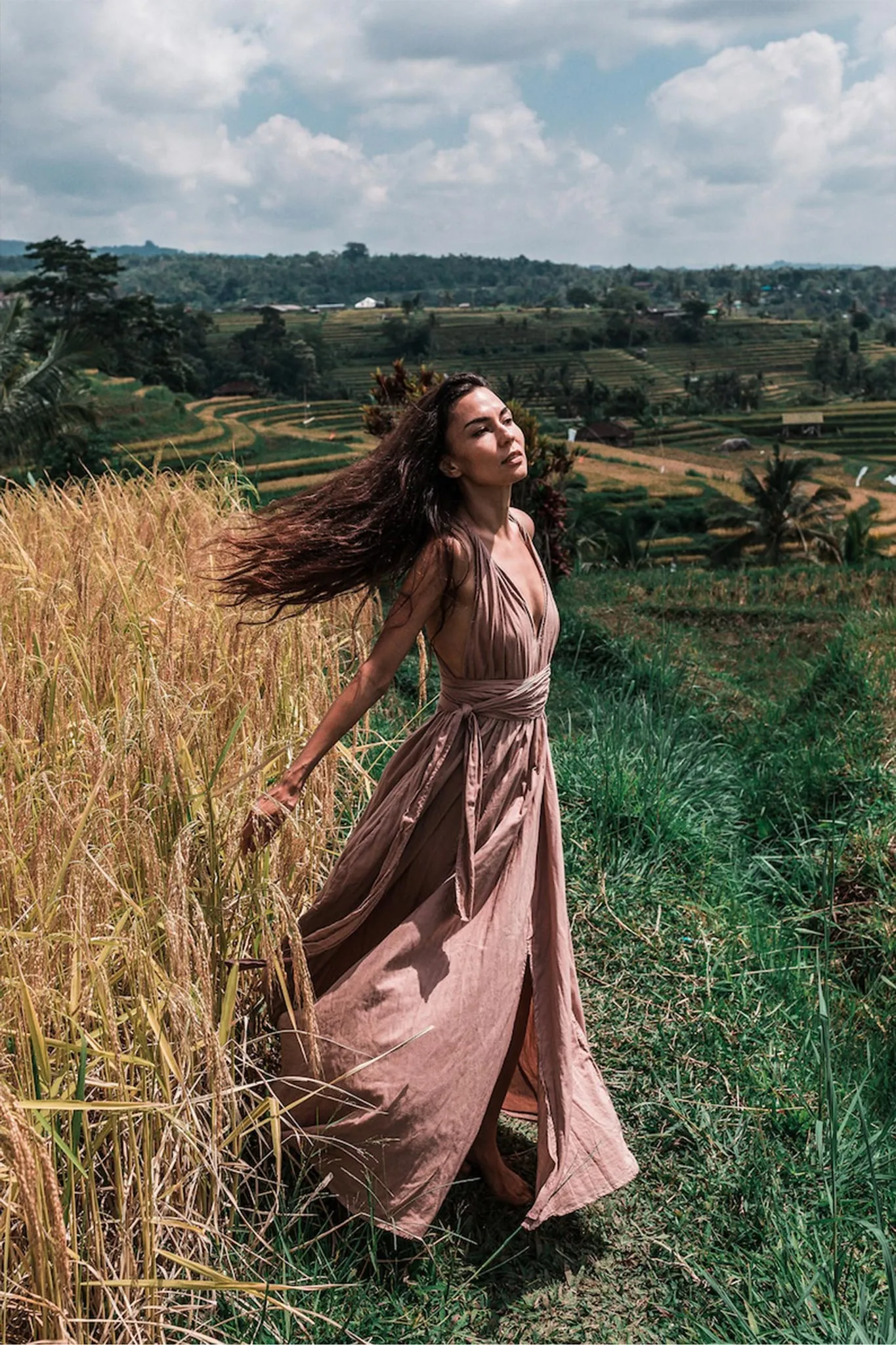 Dusty Pink Boho Bridesmaid Dress Convertible