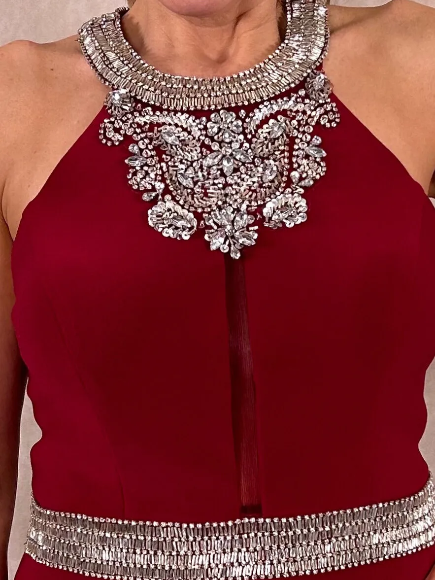 Dynasty Dress Burgundy and Diamante