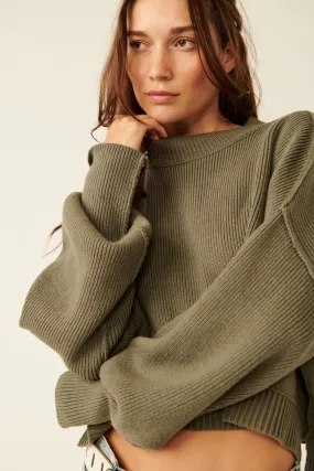 Easy Street Crop Pullover Dried Basil