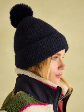 Effie Navy Knitted  Bobble Hat