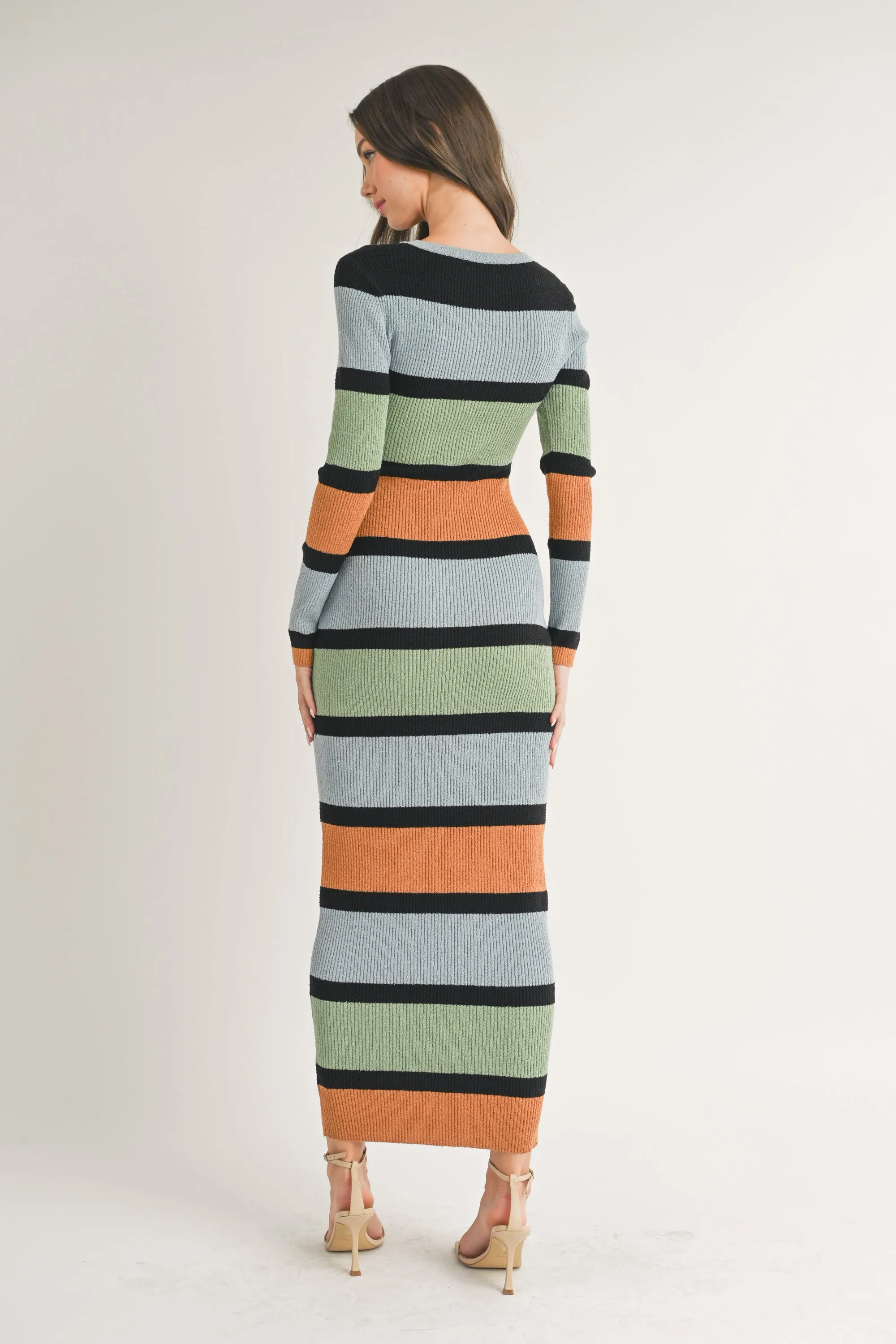 Elevated Striped Long Sweater Dress